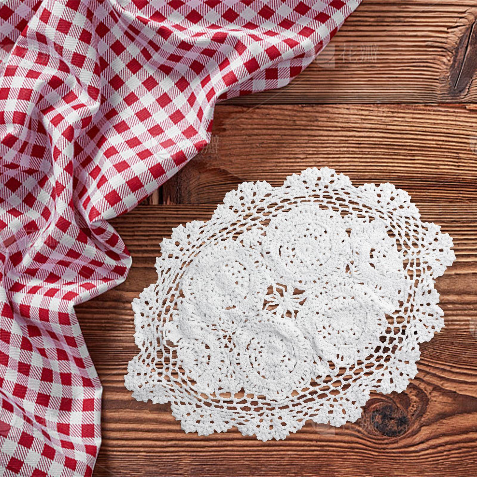 

Обеденный подстаканник Домашнее украшение Ретро Винтаж Ручная работа крючком Хлопковое кружево белый