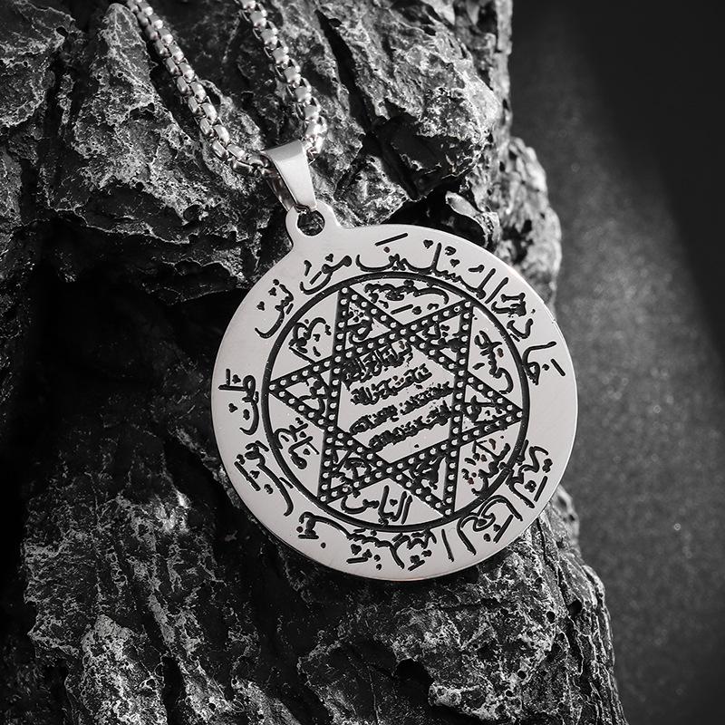 

Европейское и американское персонализированное ретро ожерелье из нержавеющей стали с диском и шестью точками, модное длинное