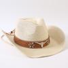 Popular European and American Classic Straw Woven Western Cowboy Hat Men's and Women's Outdoor Fashion OL Wind Woven Top Hat