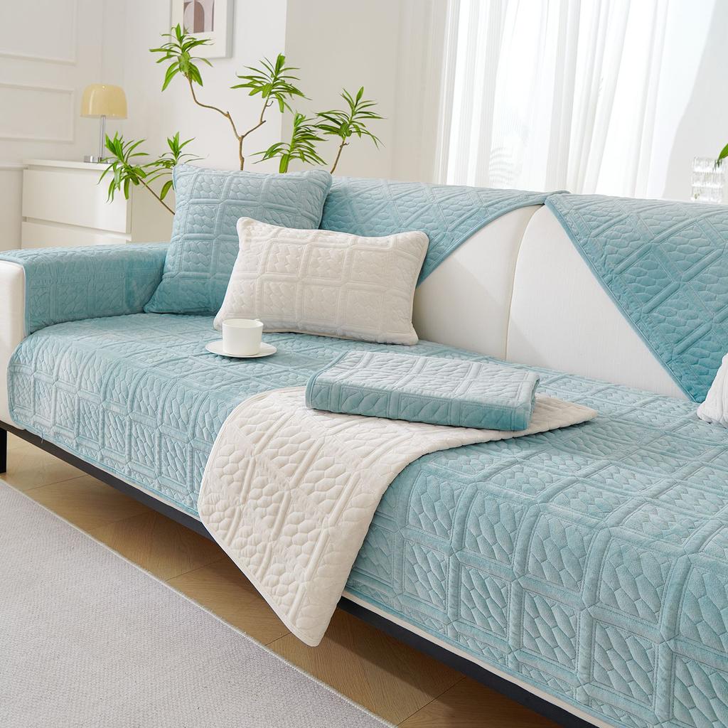 Milk Velvet Sofa Cushion Shaggy Back Arm Cushion Towel Sofa Cover