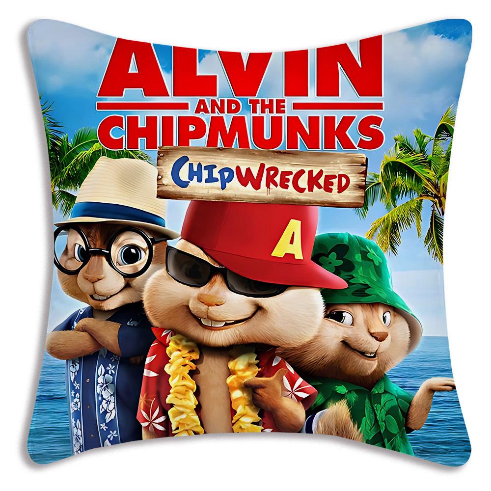 Anime Alvins and the Chipmunks Pillow Covers Cartoon Sofa Decorative Home Double-sided Printing Short Plush Cute Cushion Cover