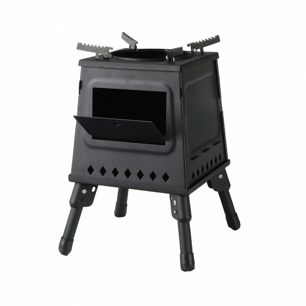 Outdoor Wood-burning Stove with Folding Legs and Carry Bag for Hiking