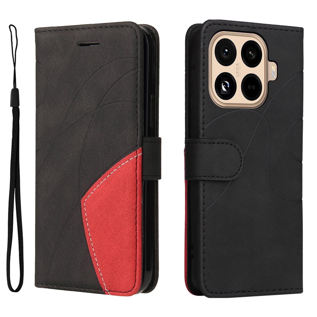 For Xiaomi 15T Pro Leather Phone Case Stand Wallet with Bi-colour Splicing Design