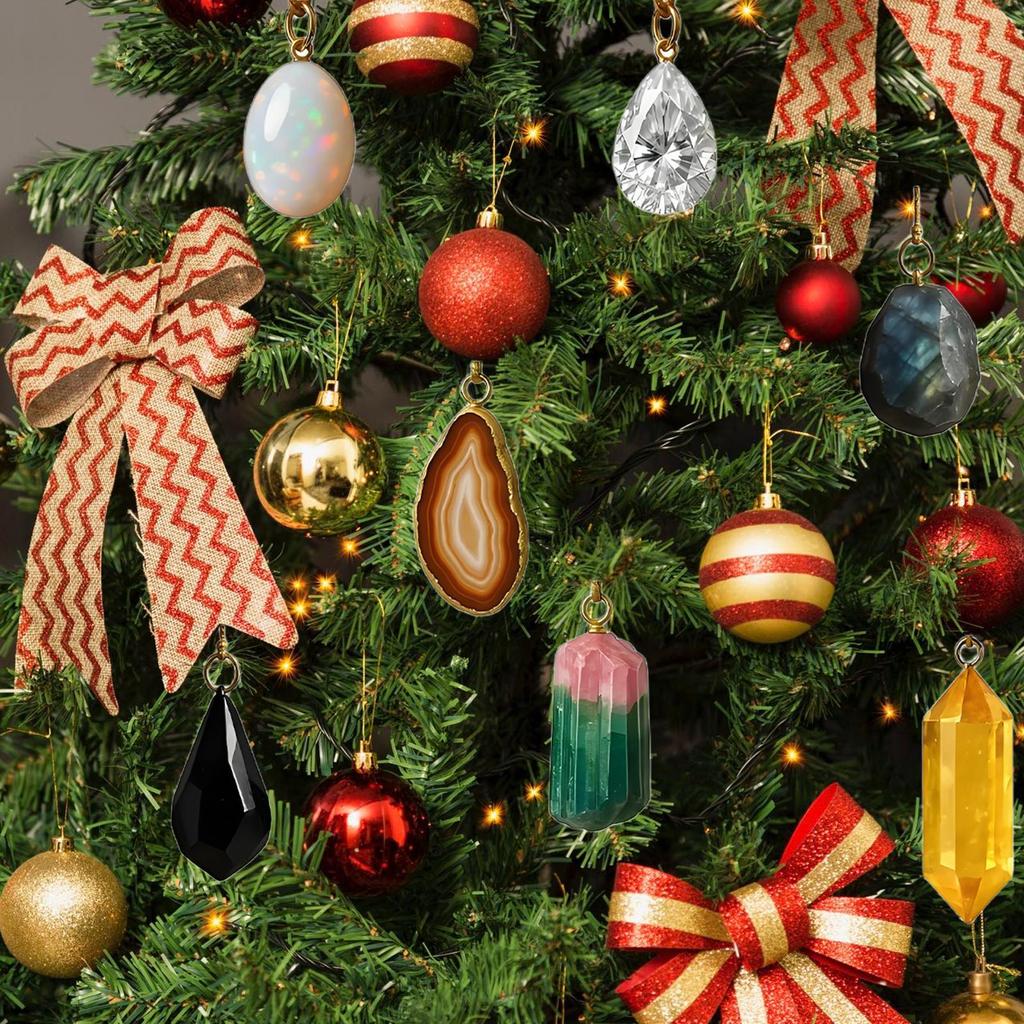 Crystal Gemstone Advent Calendar 2D Acrylic Christmas Tree Ornaments Winter Holiday Decor For Window Wall Home Festival Decor