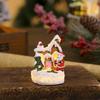 Glowing Resin Christmas House with Santa & Snowman Ornament