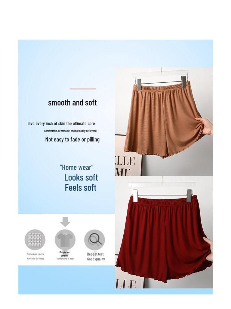 Damen High Waist Bambus Baumwolle Rüschenshorts - Übergröße, Lässig, Weites Bein, Sommerbekleidung