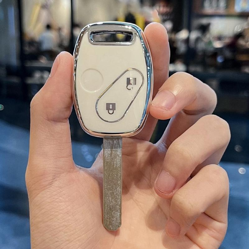 

2/3 Buttons Silver Edge Auto Shell Fob For Honda CRV CR-V Pilot Insight Ridgeline Accord Civic TPU Car Remote Key Case Cover