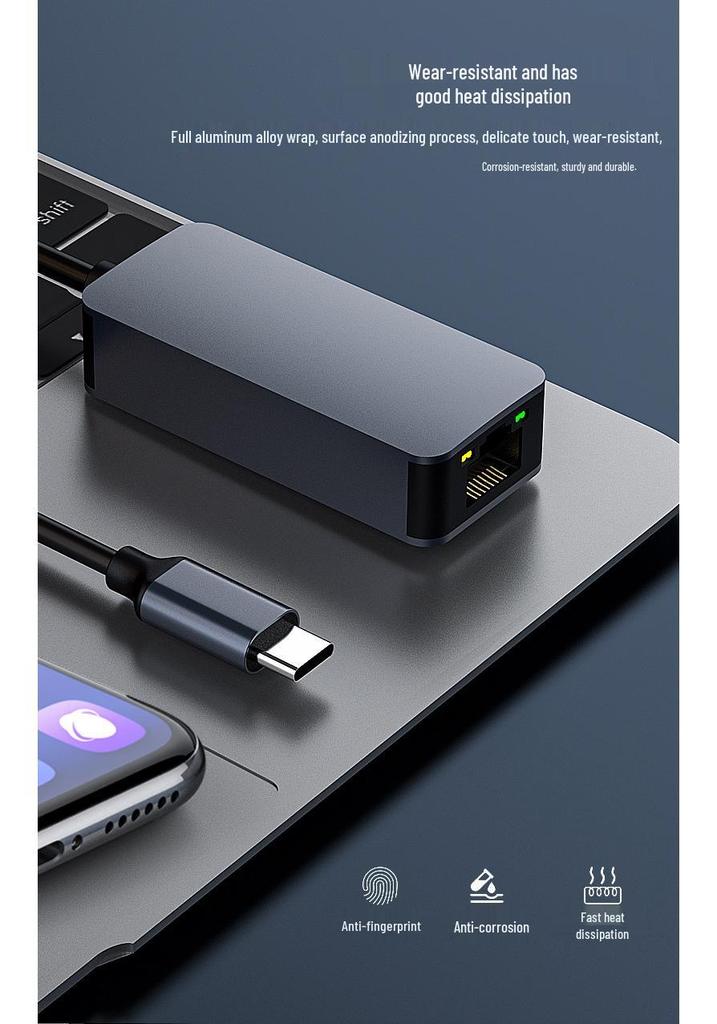 2.5G USB-C Network Card, 3.1 to 2.5G Ethernet Adapter, 2500M High-Speed Data Transmission.