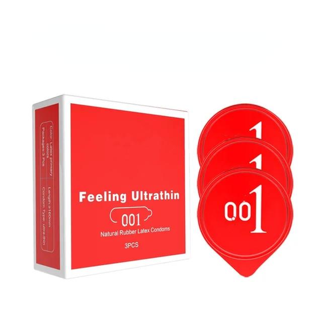 0.01 3pcs Ultra Thin Hyaluronic Acid Male Condoms Ice Hot Feeling Long  Latex Condom