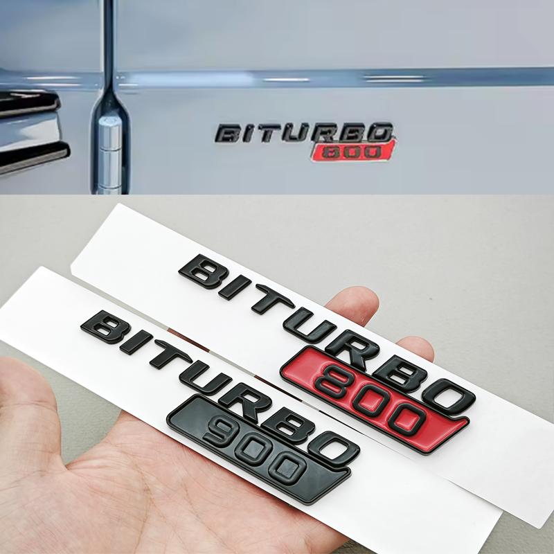 Car Styling Biturbo 800 900 Car Sticker Gloss Black Side Fender Emblem Decals For Mercedes Benz Brabus AMG Modified Accessories QV1