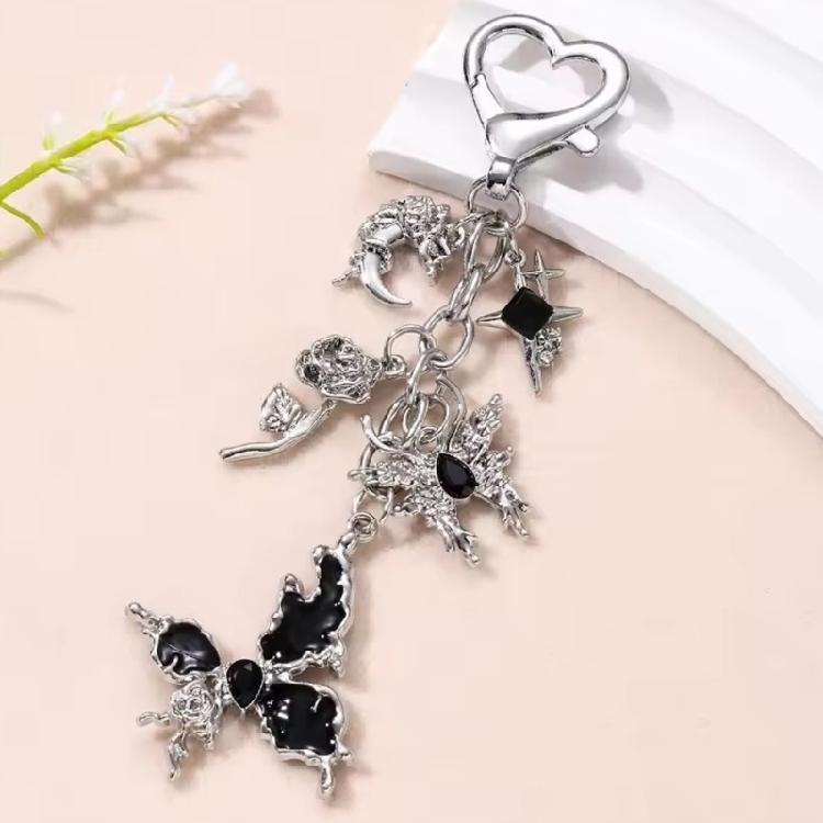 Contemporary Ribbon Keychain Minimalist Black Alloy Jewelry For Daily Use Stylish Women's Accessory Gift Set