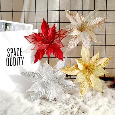 Cross-Border Glitter Flower Mesh Fabric for Christmas Floral Arrangements & Decorations