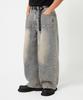 Trillion Star Hot Fix Balloon Fit Washed Denim Pants_3Color