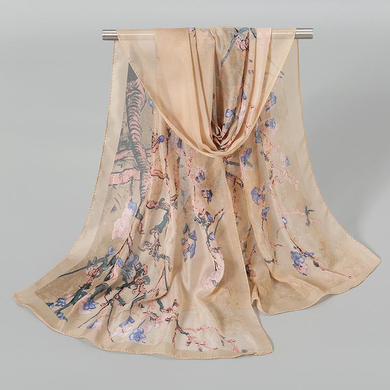 Luxury Chiffon Silk Scarf Spring Summer Scarf Women Head Scarf Beach Shawls Bandana Headband Muslim Hijabs Black Scarf/Scarves
