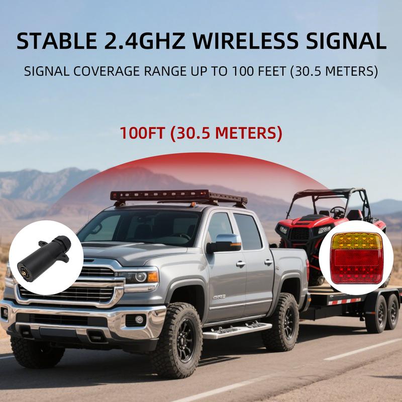Magnetic Erou/US Wired/Wireless Trailer Signal Warning Brake Lamp High Lumens Truck Tail Light For Caravan RV Camper Lorry Truck