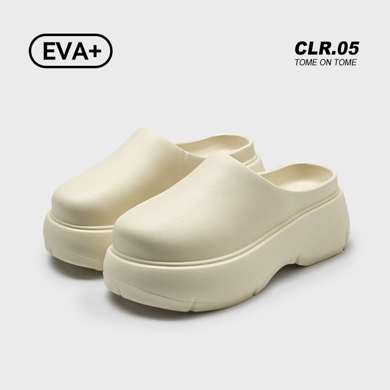 

Женские комнатные трендовые универсальные туфли Muller с увеличением высоты 6,5 см, уличная обувь, нескользящие и не пахнущие тапочки для пальцев 40-41 (suitable for 39-40 wear) белый