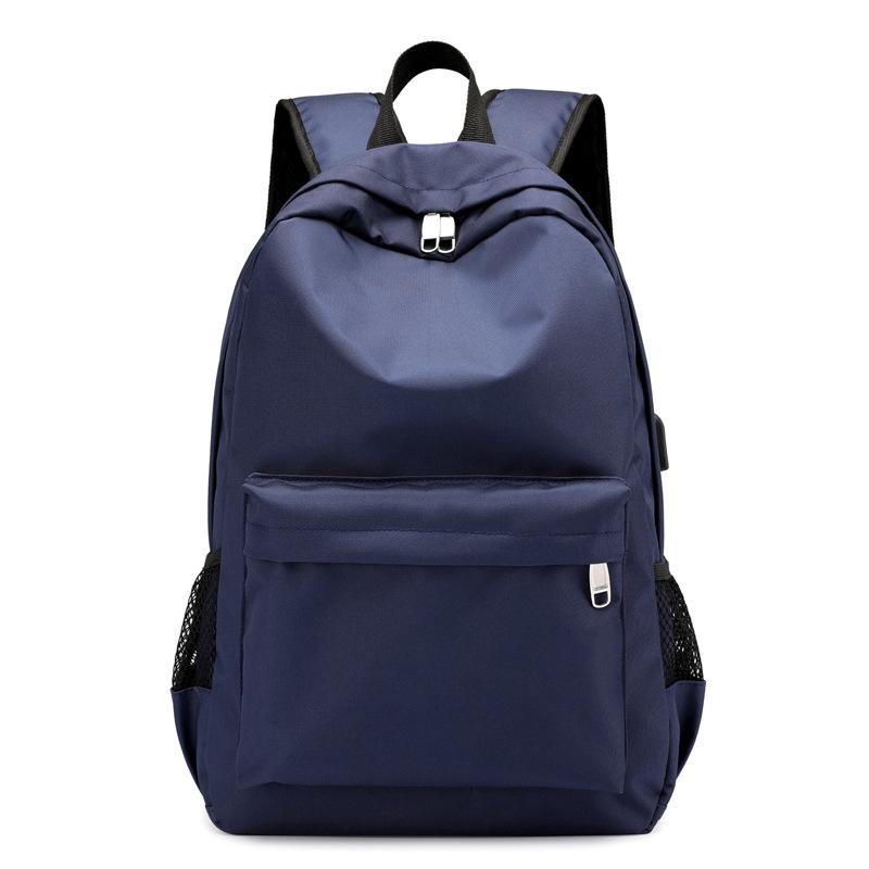 

TS JYL laptop bag,Cross Border Solid Men s Casual Backpack Korean Large Capacity USB Travel Student Bag OneSize синий
