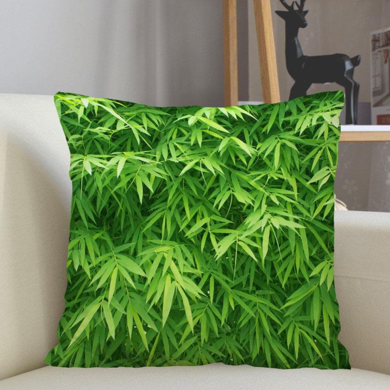 Musife Green Bamboo Pillowcase Custom Square Pillow Cover Case Zipper Pillowcase 35X35,40X40,45X45Cm Drop Shipping 12.15
