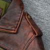 Vintage Red Brown M65 Hunting Jackets Black Genuine Cowhide Men Leather Jacket Pockets Men's Cow Coat Autumn