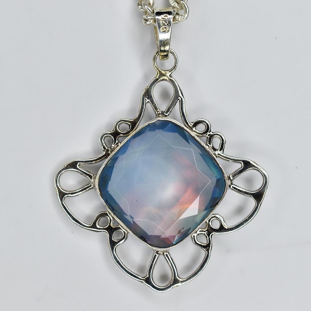 Natural Opal Pendant 46 ct Square Cushion Cut Gems October Birthstone for Gem Collections