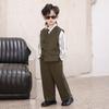 Boys Formal Suit Set 4 Piece School Kids Vest Shirt Pants Tie Gentleman Outfit for Wedding Party Birthday Photoshoot Performance 2-12Y
