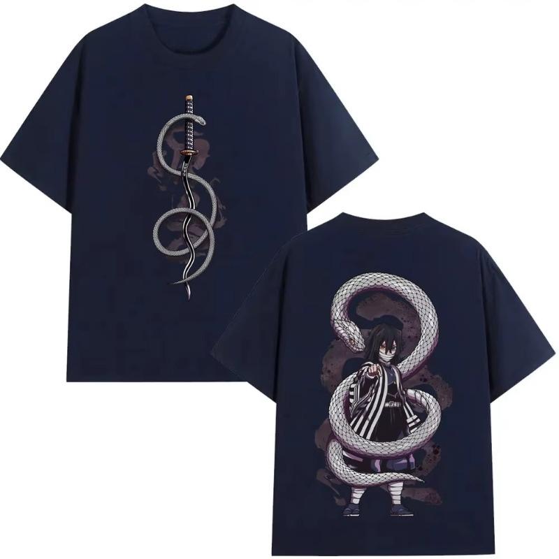 Anime Demon Slayer Serpent Hashira Iguro Obanai T Shirts Men Women Clothing Fashion Oversized Short Sleeve Tshirts Streetwear