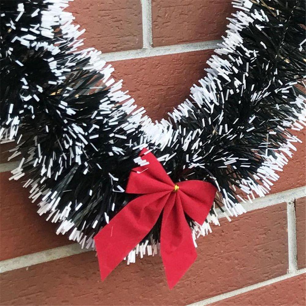 Happy New Year Xmas Bar Tops Ribbon Garland Dark Green Ribbon Snowflake Strips With Bowknot