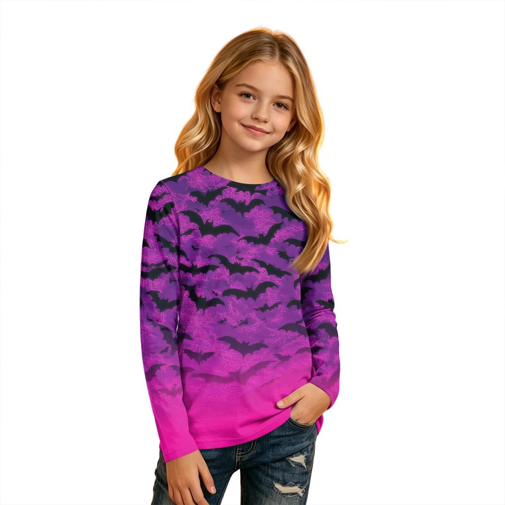 Kids' Halloween Printed Long Sleeve Round Neck T-Shirt