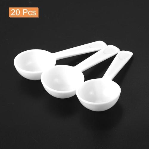 UXCELL 20-Piece Plastic Measuring Spoon, Reusable Powder Scoop, Short Handle, 3g, White