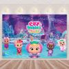 Cartoon Cute Cry Babiesed Birthday Party Decorations Lovely Blind Box Doll Backdrop Baby Shower Supplies Child Room Wall Hanging