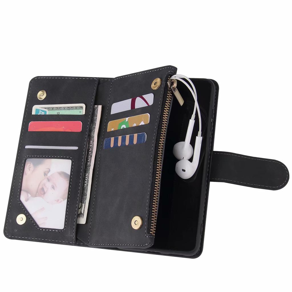 Suitable for Huawei P40 mobile phone leather case, retro matte multi-card wallet bracket protective case, solid color leather case