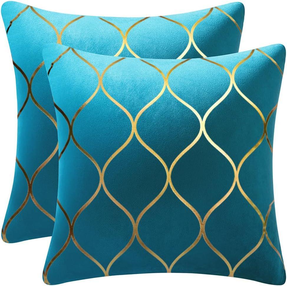 

European Classic Gold-Pillow Pillow Case Super Soft Short Plush Lamp Luxury Home Sofa Cushion Cover Premium Durable 45*45cm