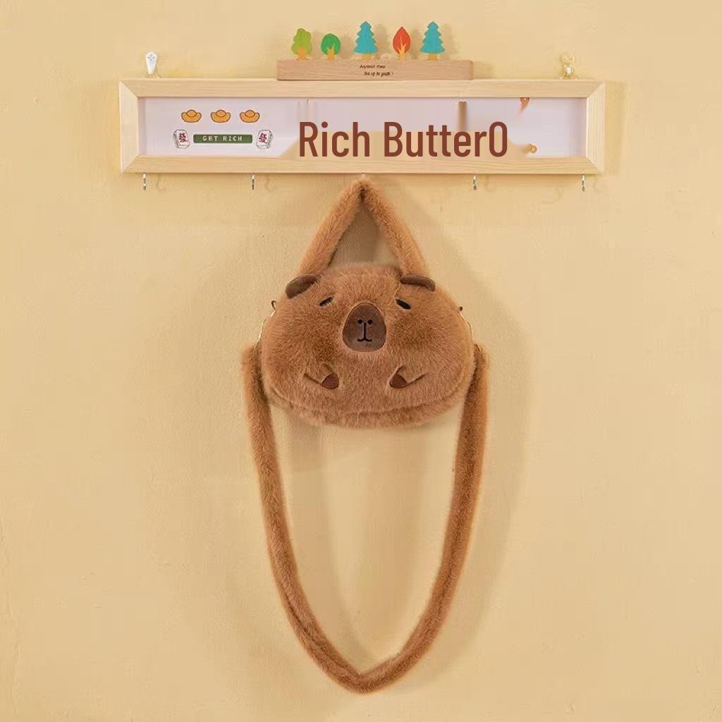 Capybara Plush Crossbody Bag - Cute Cartoon Doll Storage Bag