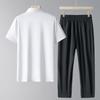 Traje Deportivo para Hombres de Mediana Edad y Mayores, Casual de Seda Helada de Manga Corta, Conjunto de Dos Piezas para Hombres