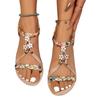 Mode Sommer Neu Zehenfrei Damen Sandalen 2025 Mode Gemischte Farben Schnur Perle Blume Design Schuhe Damen Lässig Strand Flache Sandalen