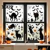 Reusable Pumpkin Wall Decor 6 Sheets/Set Black Cat Window Stickers, Adhesive Free Static Clings, Dark Atmosphere Graphics Halloween Bat Spider