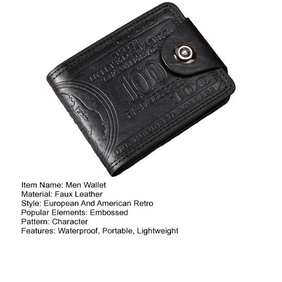 Retro Men Wallet Portable Waterproof Faux Leather Slim Credit Card Holder Bi-fold Short Wallet Multi-functional Front Pocket Wallet