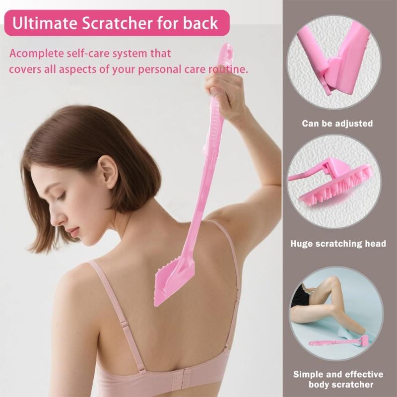 Extendable Collapsible Back Massage Multipurpose Body Scratcher For Humans Pets Gentle Bristles Ergonomic Handle