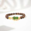 Agarwood Emerald & Hetian Jade Sterling Silver Beaded Bracelet - New Chinese Style