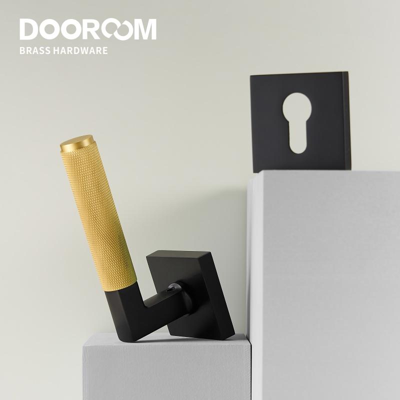 Dooroom Knurled Brass Door Lock Set Modern Interior Bedroom Bathroom Double Wood Door Lever Set Dummy Privacy Passage Lock
