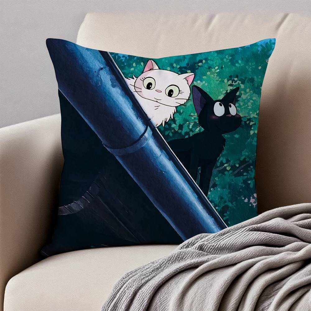 Cute Cat J-Jiji Pillow Case Anti-dustmite Pillowcase Invisible Zipper Silky Short Plush Sofa Cushion Cover