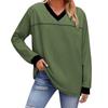 Fashionable Women's Loose Colorblock V-neck Long-sleeved Top