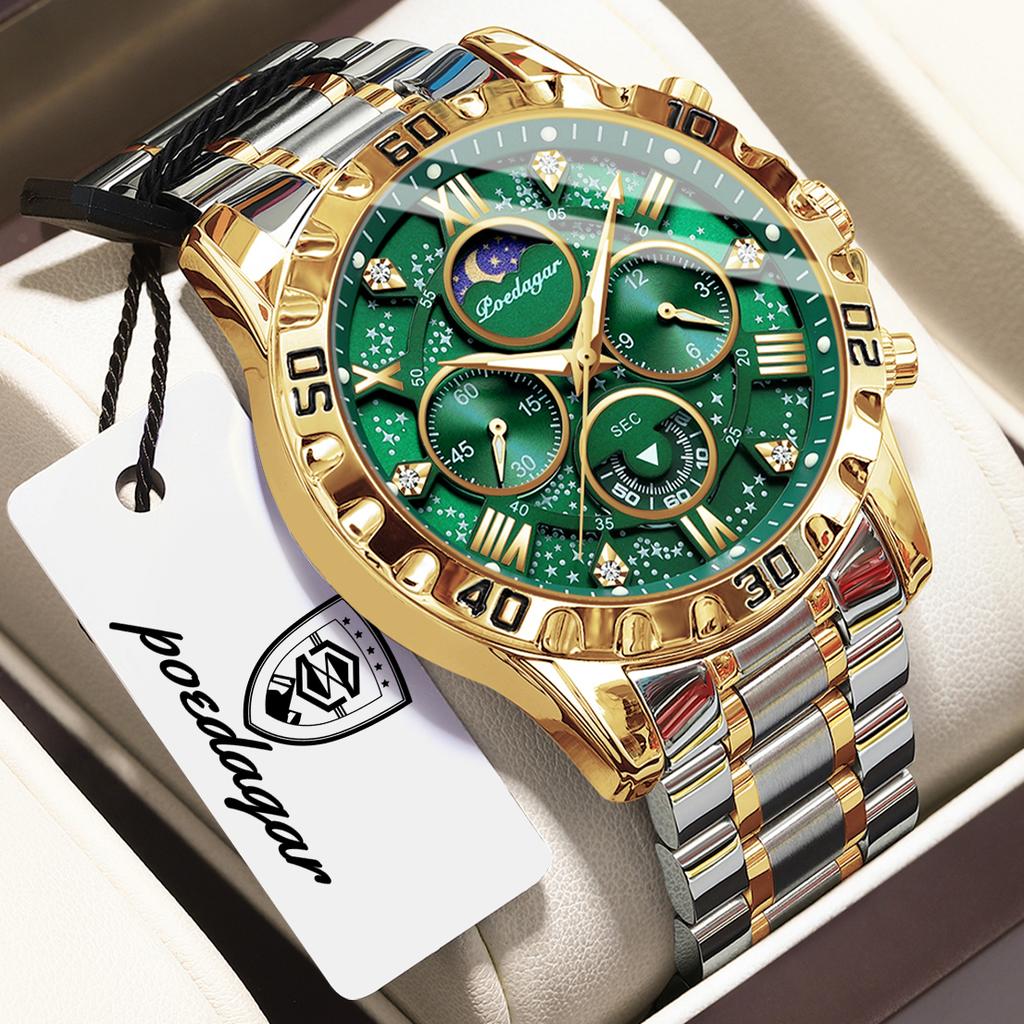 POEDAGAR Luxury Male Watch Waterproof Luminous Stainless Steel Sports Quartz Men's Watches Chronograph Military Men Clock Reloj