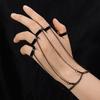 Punk Geometric Black Color Chain Wrist Bracelet Ring For Women Men Open Ring Copper Link Chain Girls Cool Design Fashion Jewelry