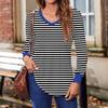 Camicie da donna a maniche lunghe a sbuffo, tuniche autunnali a maniche lunghe con scollo a V plissettato e stampe