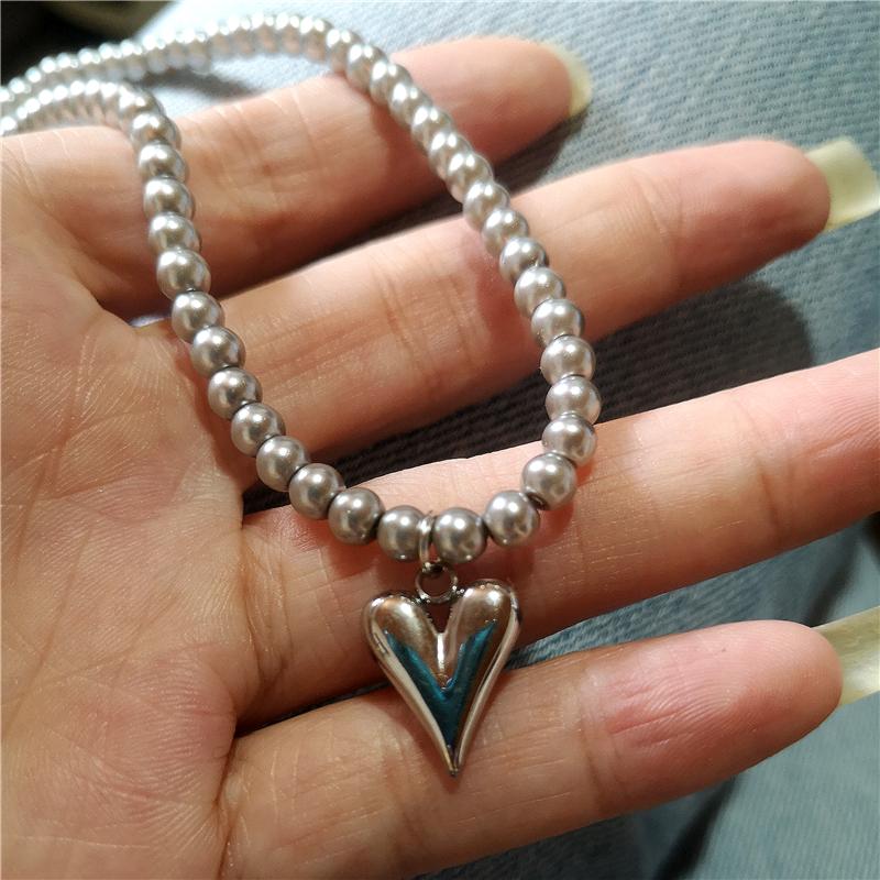 New Korean Fashion Simple INS Style Comb Heart Metal Pendant Long Necklace For Women Charm Accessories 2025 Grunge Jewelry Gift
