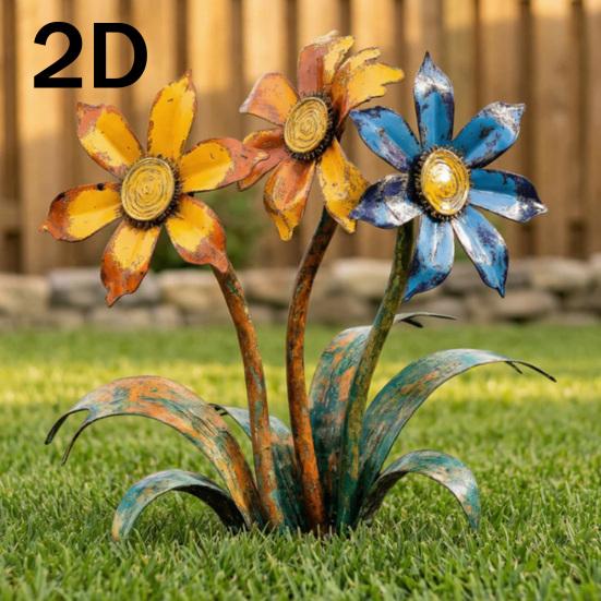 Estaca Metálica Rústica para Jardín de Flores Hecha a Mano Vintage Arte para el Jardín Decorativa Estaca para Maceta de Exterior
