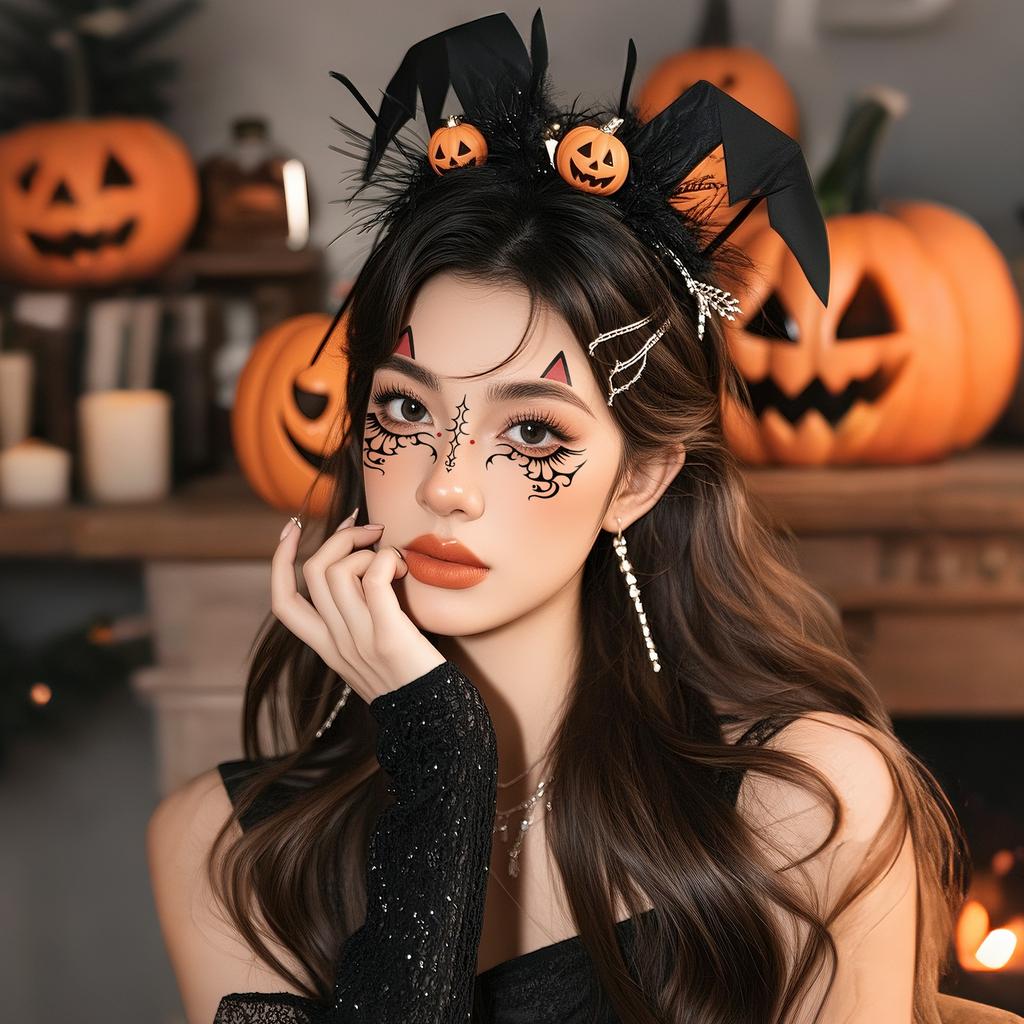 New Beautiful Ghost Haunted Halloween Tattoo Sticker Witch Playful Cute Makeup Face Waterproof