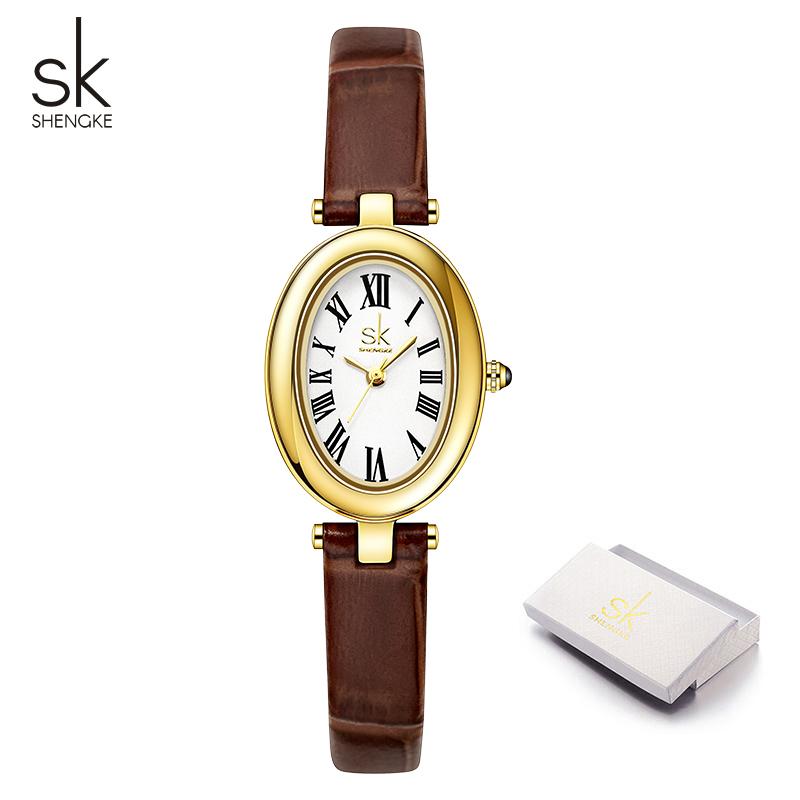 

Shengke Мода Новый Дизайн Женские Часы Baignoire Женские Наручные Часы Лучший Бренд Женские Лучшие Подарки Часы коричневый