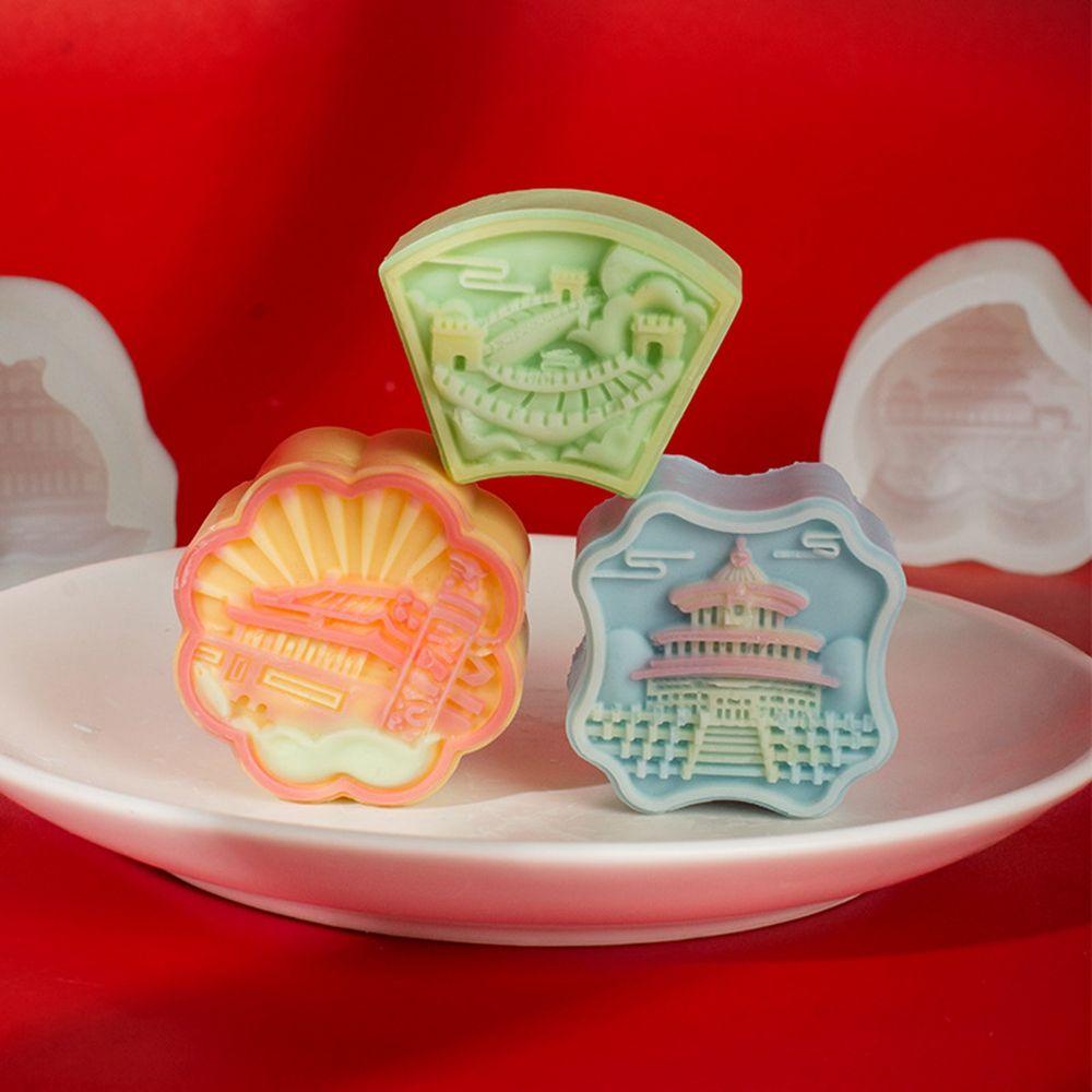 Buy City 3D Mid-autumn Festival Great Wall Mooncake Mold Hand Press ...